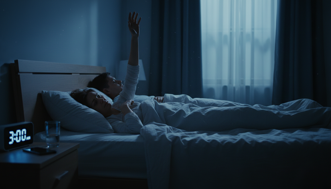 Frau wacht nachts um 3 Uhr auf